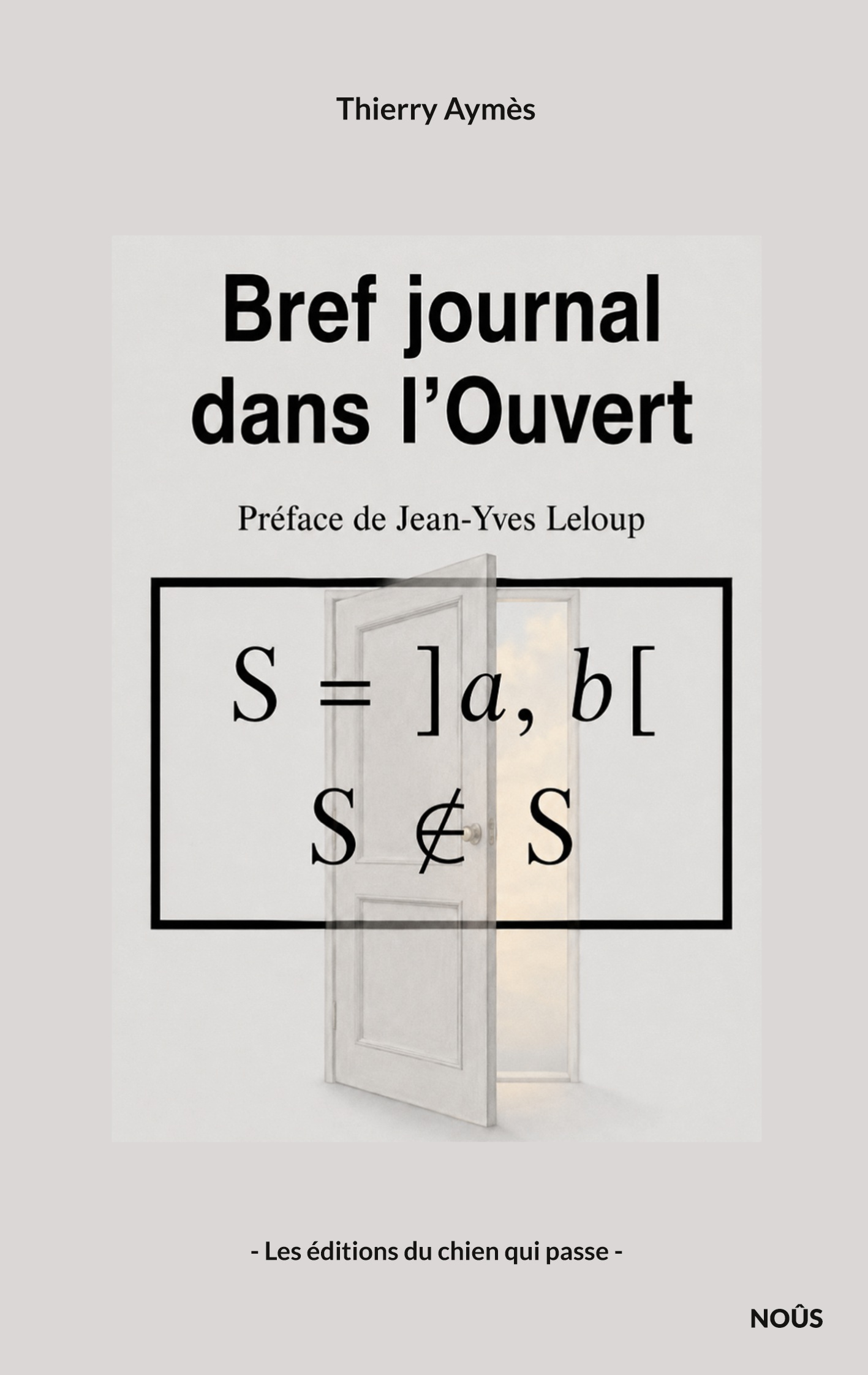 Couverture du livre Bref journal dans l’Ouvert de Thierry Aymès