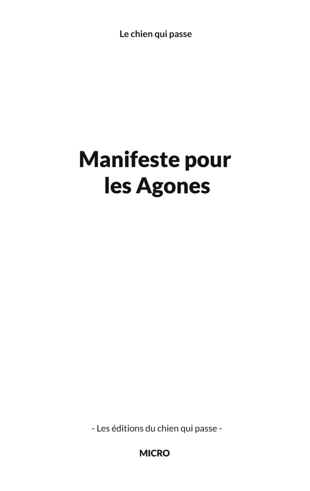 Couverture du livre Manifeste pour les agones, coup de cœur littéraire de Thierry Aymès